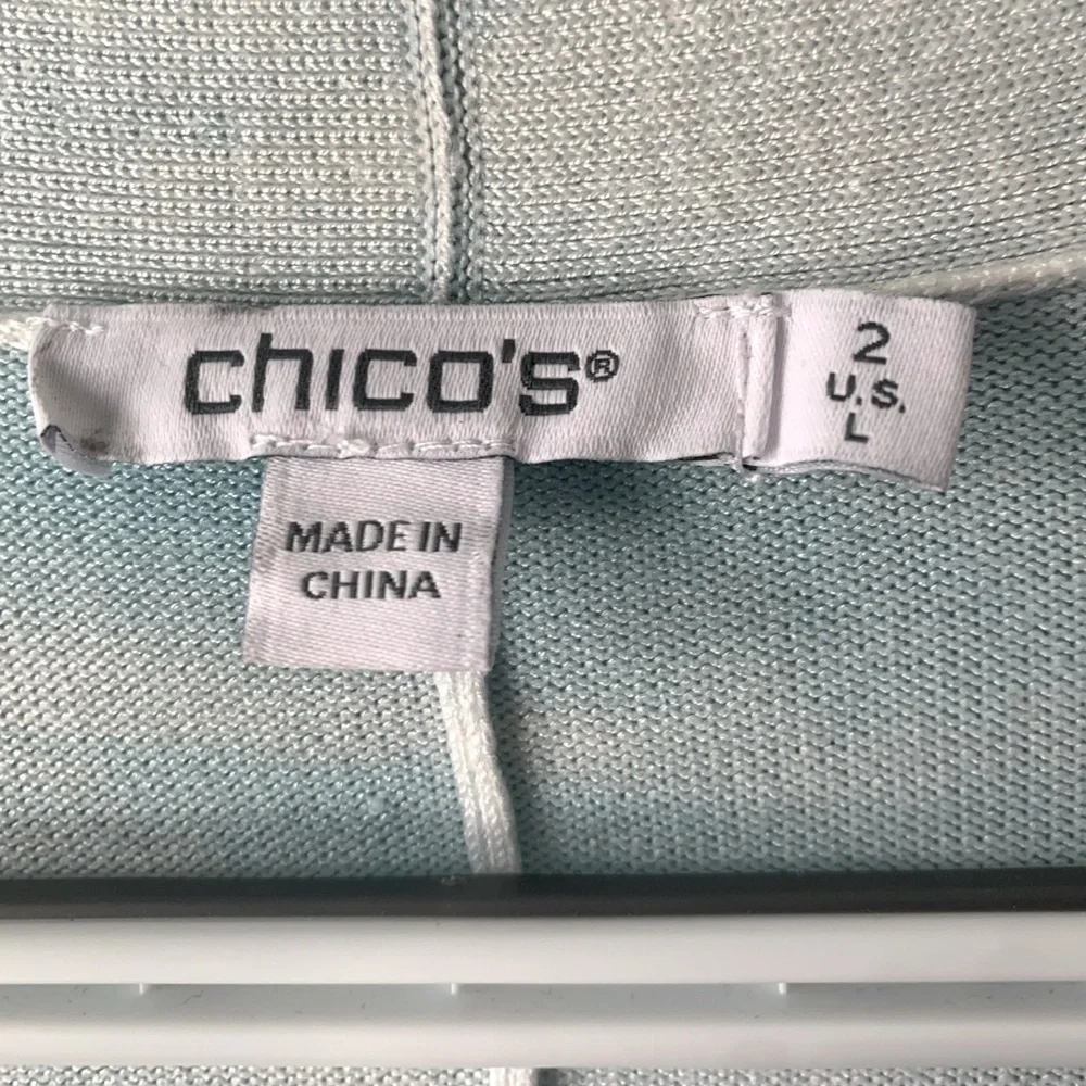 Chicos Ocean Spun Ombre Open Front Coastal Cardigan Size L